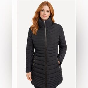 Ivanka Trump Down filled black winter jacket with gold hardware size medium